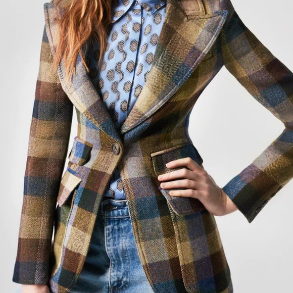 Smythe NWT Birkin Blazer in Peri Lumberjack Check - Picture 6 of 6